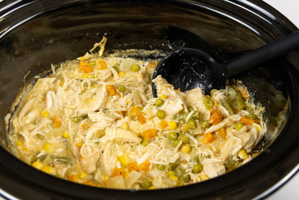 shredded chicken and vegetables